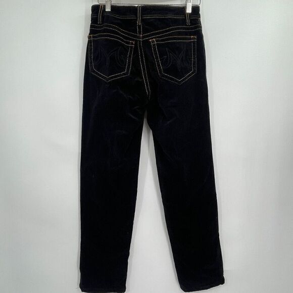 MU Makers USA Black Stretch Velveteen Boot Cut Embroidered Pockets Pants Size 4 - Picture 6 of 10